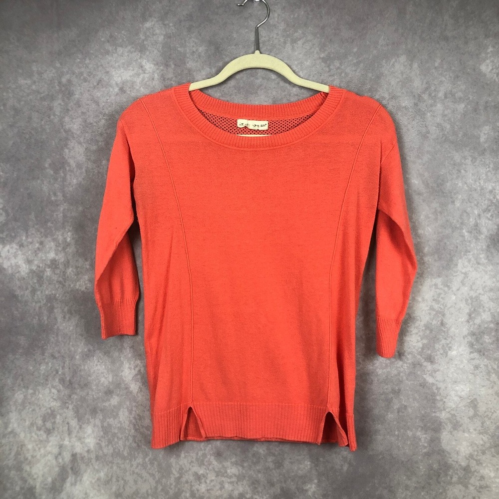 Anthropologie If It Were Me Top 3/4 Sleeve Coral Lightweight Sweater‎